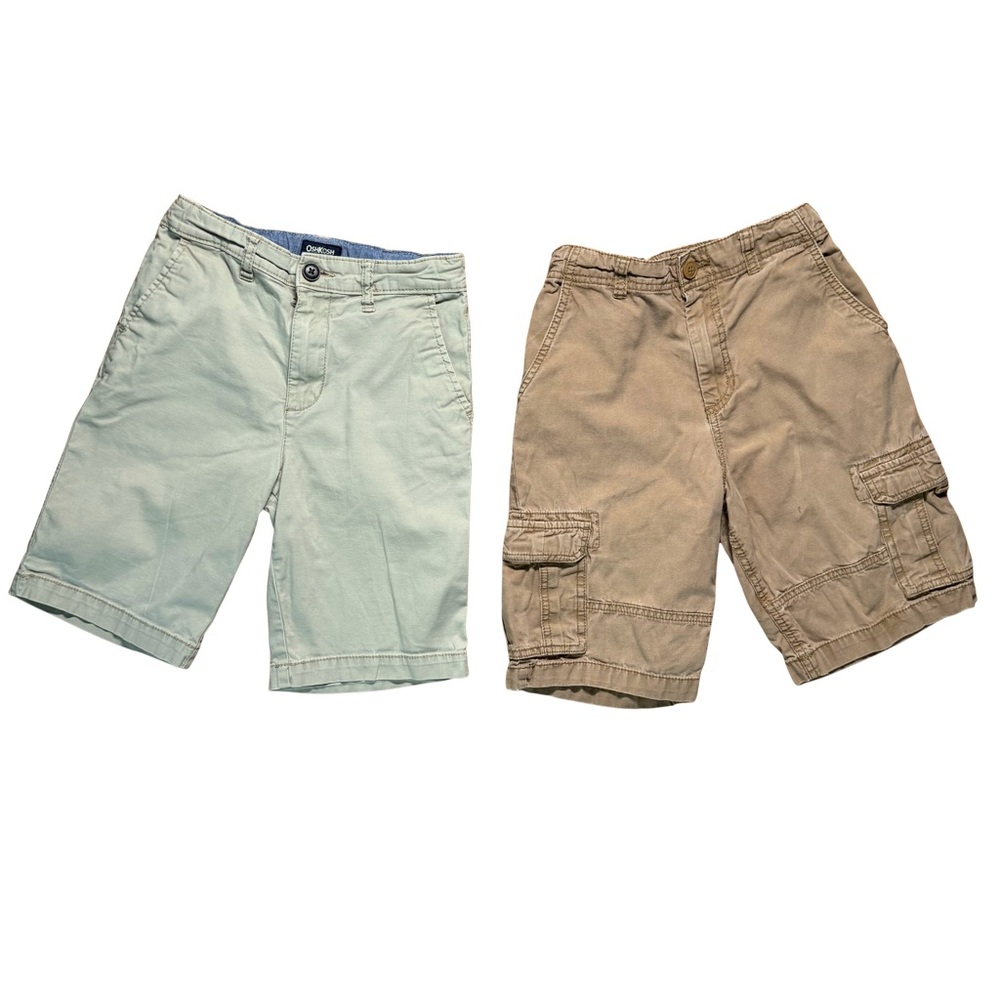 OshKosh B'gosh BUNDLE Boy’s Flat Front Shorts - Khaki and Light Brown